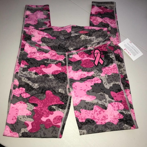 BREAST CANCER AWARENESS PINK & GRAY CAMO LEGGINGS MEDIUM - Picture 2 of 4